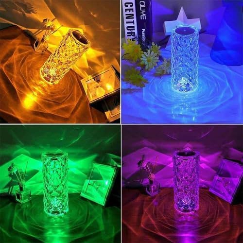 Luminária Cristal Diamante Touch 16 Cores - Luz personalizada, Luxo e Sofisticada