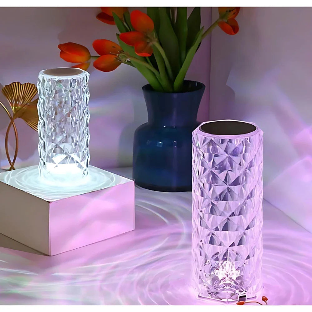 Luminária Cristal Diamante Touch 16 Cores - Luz personalizada, Luxo e Sofisticada