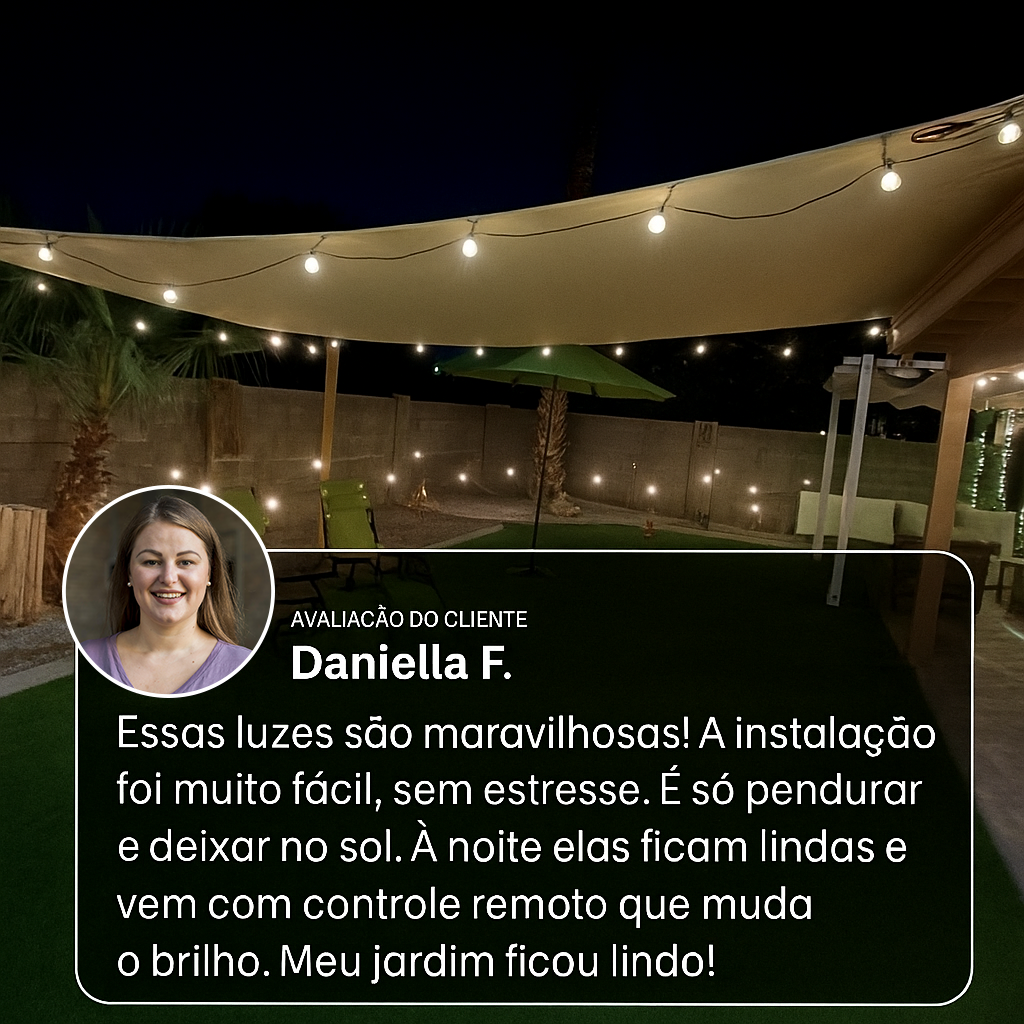 Varal com Lâmpadas Solares Decorativas à prova D'água
