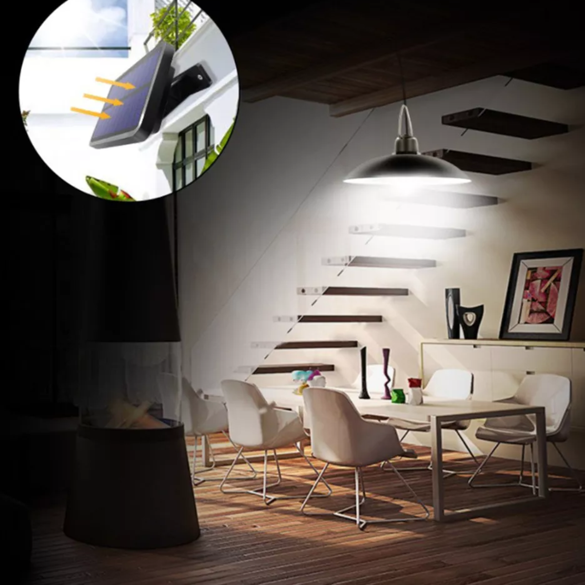 Luminária Solar LED Pendente Duplo