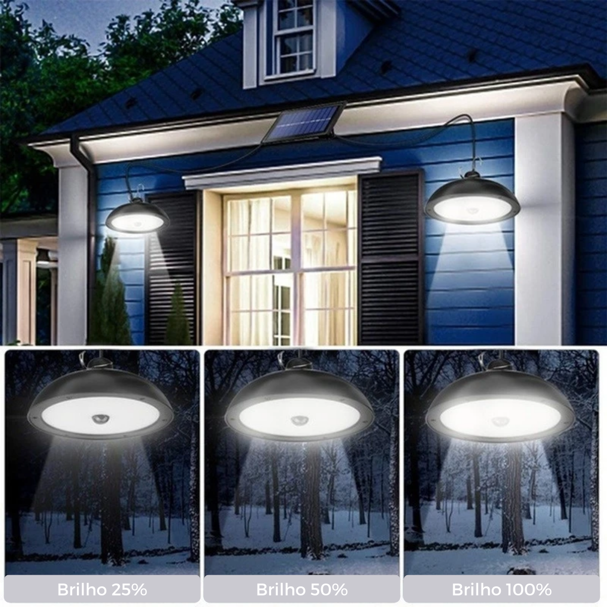 Luminária Solar LED Pendente Duplo