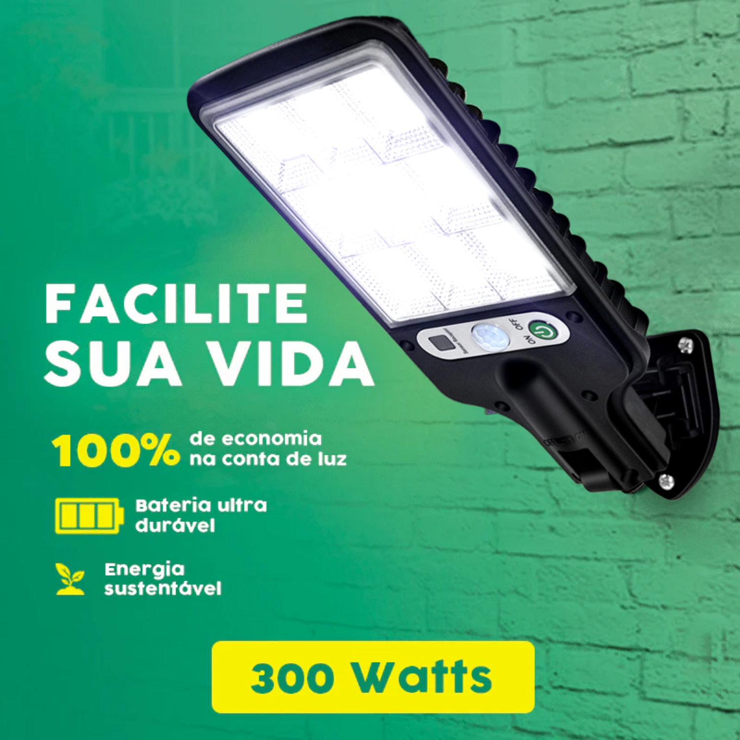 Refletor Solar LED com Sensor de Movimento