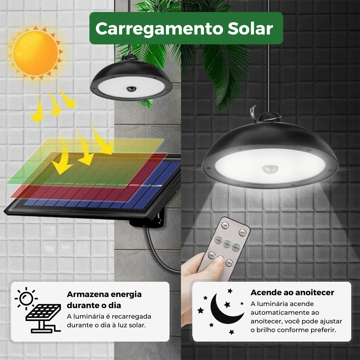 Luminária Solar LED Pendente