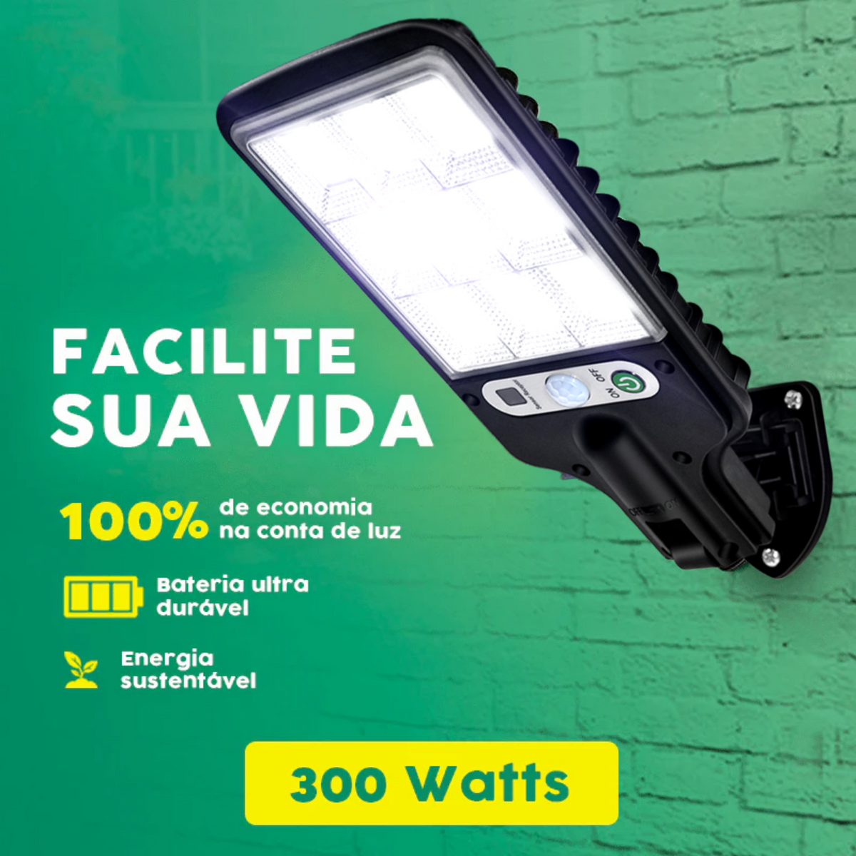 Refletor Solar LED com Sensor de Movimento